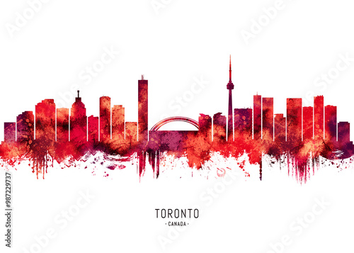 Obraz na płótnie Toronto Skyline Red w salonie