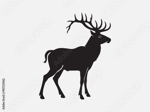 Deer vector silhouette illustration isolated on white background