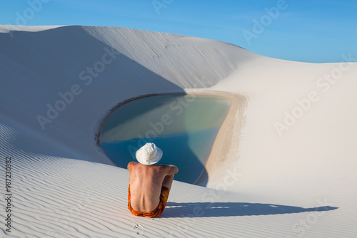 Hike in dunes in Brazil photo