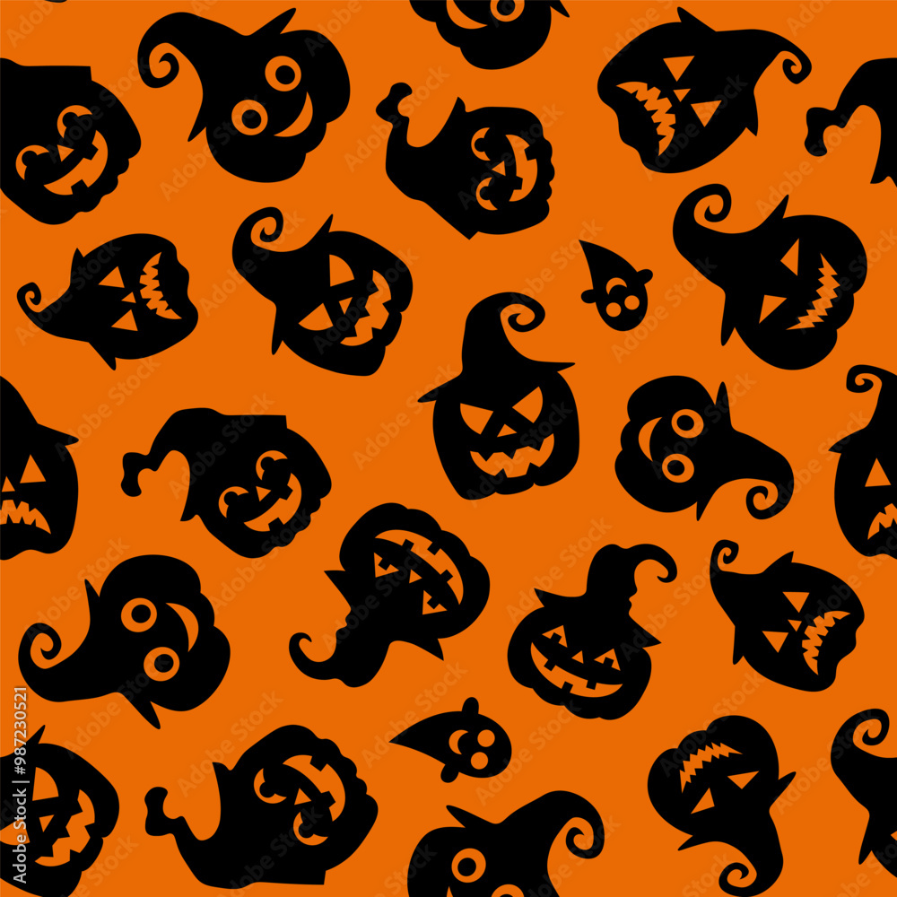 Obraz premium Happy Halloween. Seamless pattern with pumpkins. Vector illustration