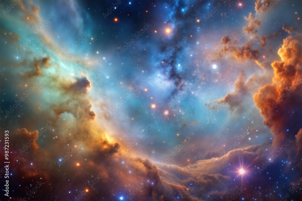 Obraz premium Vibrant nebula swirling with cosmic dust and stars