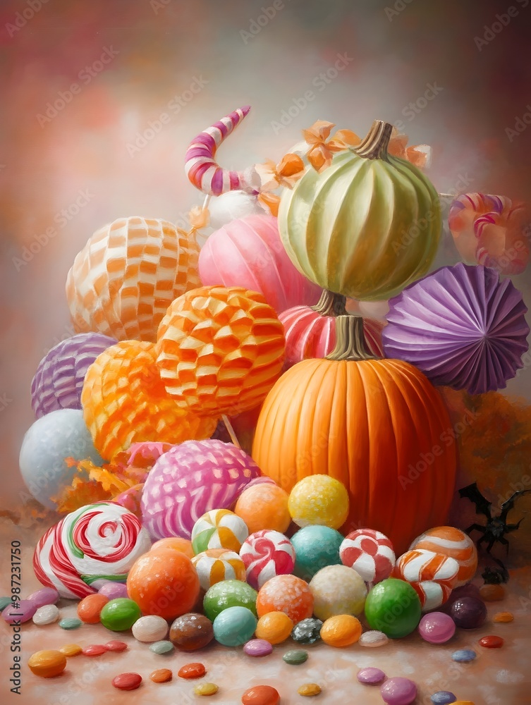 Vibrant Autumnal of Colorful Candy and Whimsical Vibrant Autumnal of Colorful Candy and Whimsical