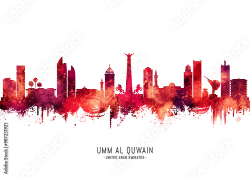 Umm al-Quwain UAE Skyline Red photo