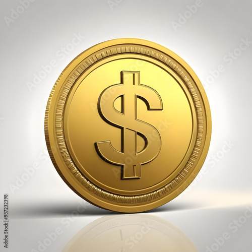 Bitcoin dollar gold coin icon illustration 3D