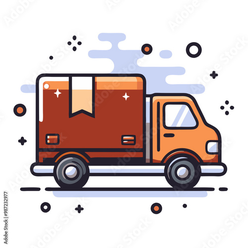 Vibrant orange and white delivery truck icon symbolizing logistics and shipping