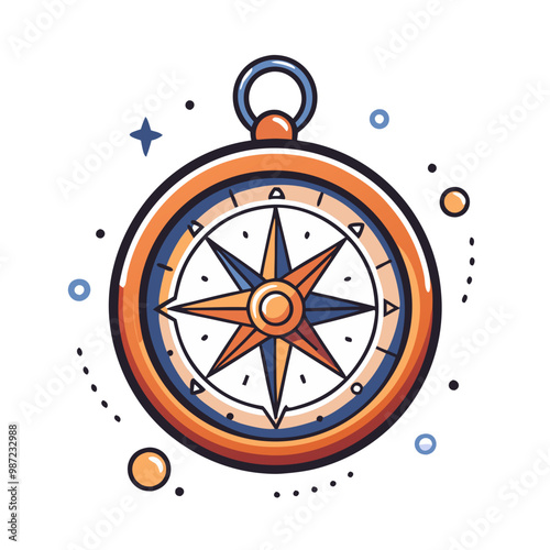 Whimsical orange compass icon symbolizing navigation and exploration