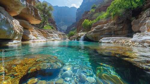 The beautiful Wadi Al-Disah in the Tabuk region is one of the most famous valleys in western Saudi Arabia.  photo