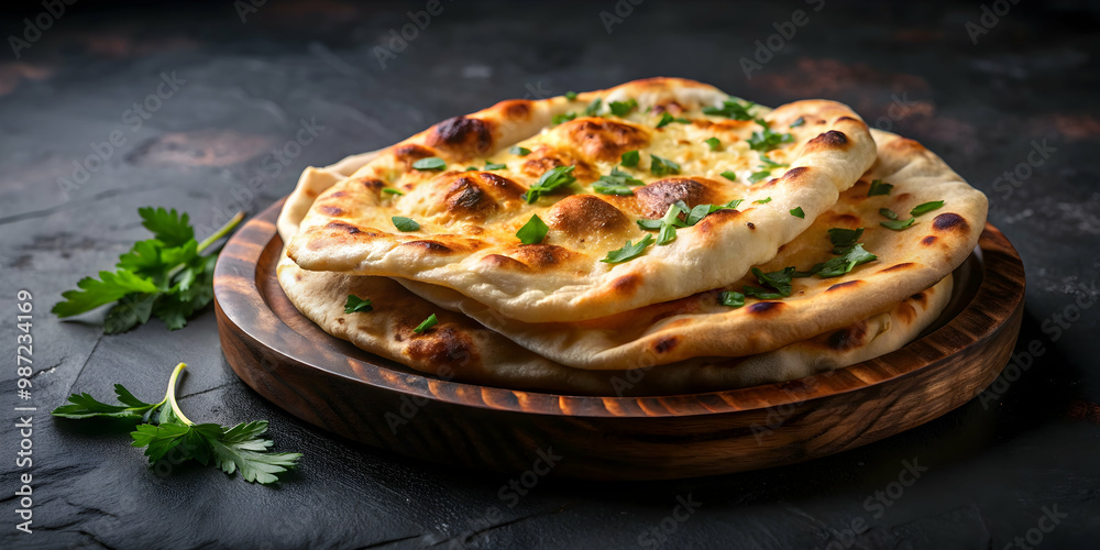 Indian Naan Bread dish on dark background, Indian, Naan bread, dish, cuisine, traditional, delicious, appetizing, tasty, food Indian Naan Bread dish on dark background, Indian, Naan bread, dish, cuisine, traditional, delicious, appetizing, tasty, food