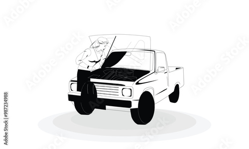 Household, hotel, or apartment cleaning service, painting worker silhouette. Road Construction Worker. plumber, car service, labor day, vector illustration sketch worker for animation.