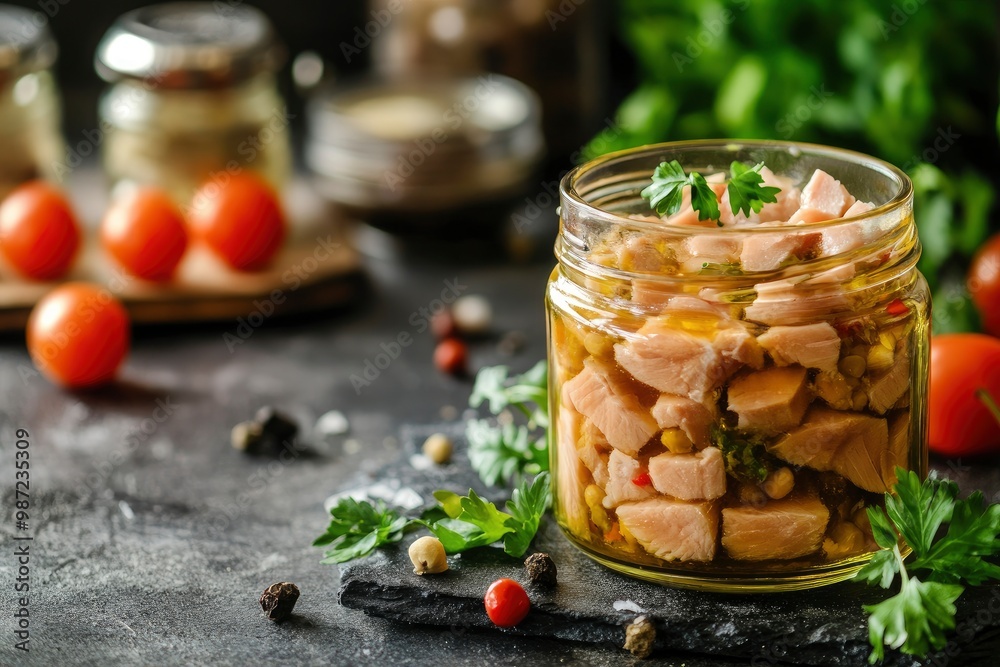 Canned tuna fillet with oil for salad, ai Canned tuna fillet with oil for salad, ai