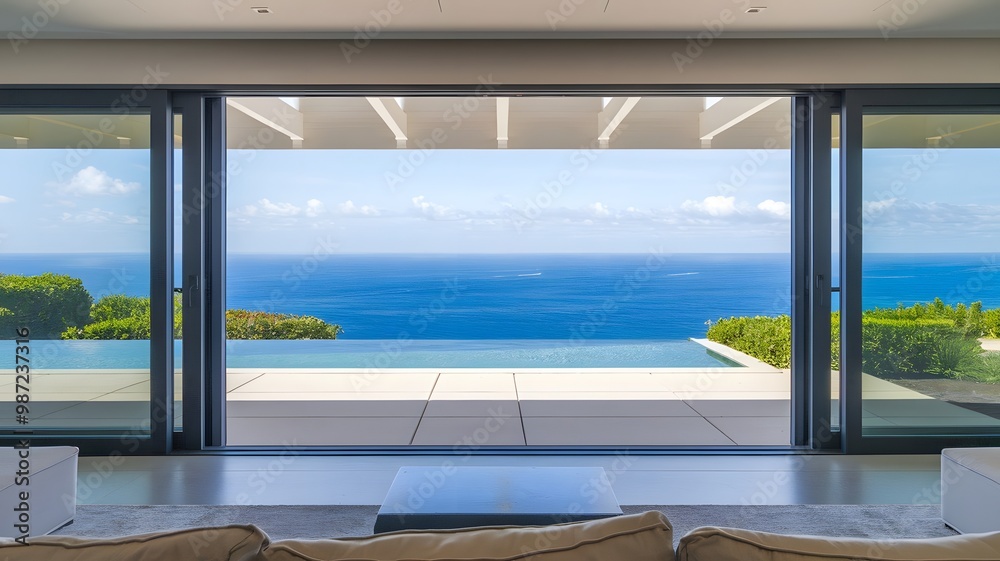 Fototapeta premium Stunning sea views from a modern and minimalist design house