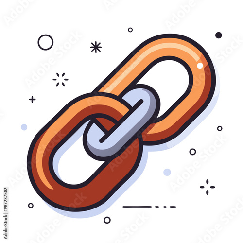 Minimalist orange chain link icon symbolizing connection and strength