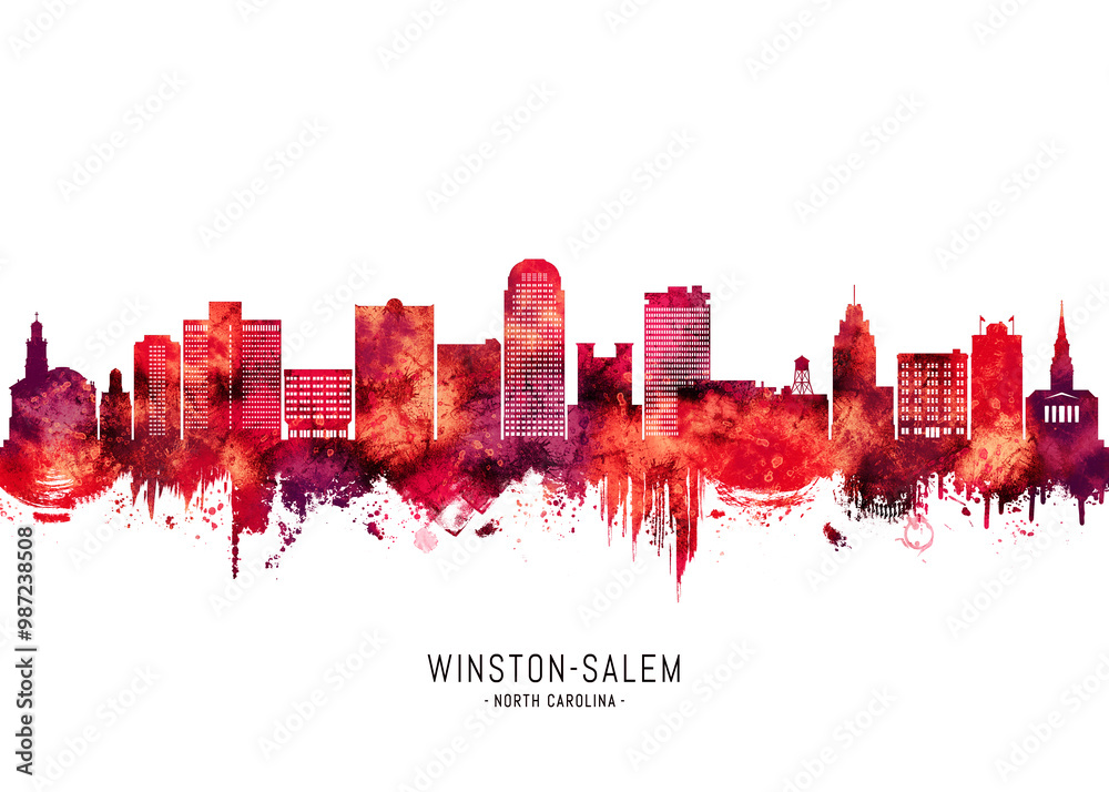 Winston-Salem North Carolina Skyline Red Winston-Salem North Carolina Skyline Red