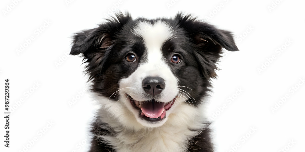 Fluffy border collie puppy with a big grin, isolated on white background, border collie, dog, puppy, fluffy, isolated Fluffy border collie puppy with a big grin, isolated on white background, border collie, dog, puppy, fluffy, isolated