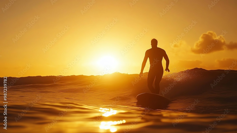 A surfer paddling out in the ocean at sunset. A surfer paddling out in the ocean at sunset.