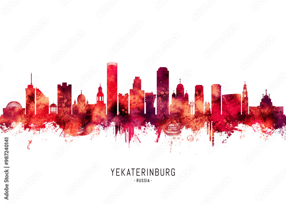 Yekaterinburg Russia Skyline Red Yekaterinburg Russia Skyline Red