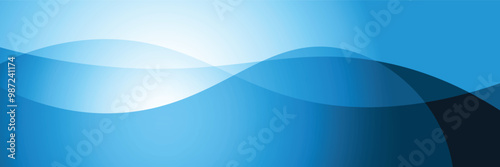Abstract Blue Wave Background with Smooth Curves and Light Blue Shades