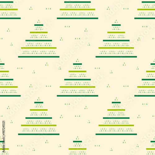 Christmas Holiday,Pine tree seamless pattern.Beautiful Scandinavian woodland folk design.Geometric ornament.Abstract green background.Nature forest illustration design for print decor,wallpaper 