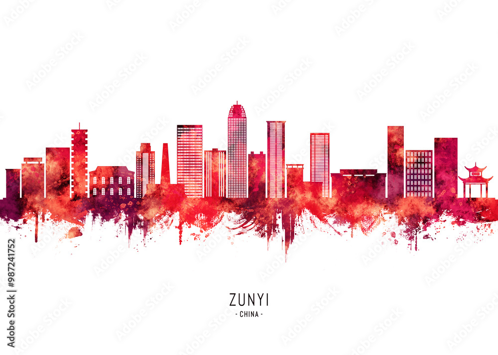 Obraz premium Zunyi China Skyline Red