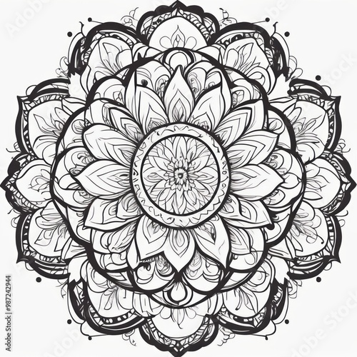 Watercolor flower symbol as mandala background texture mandala 