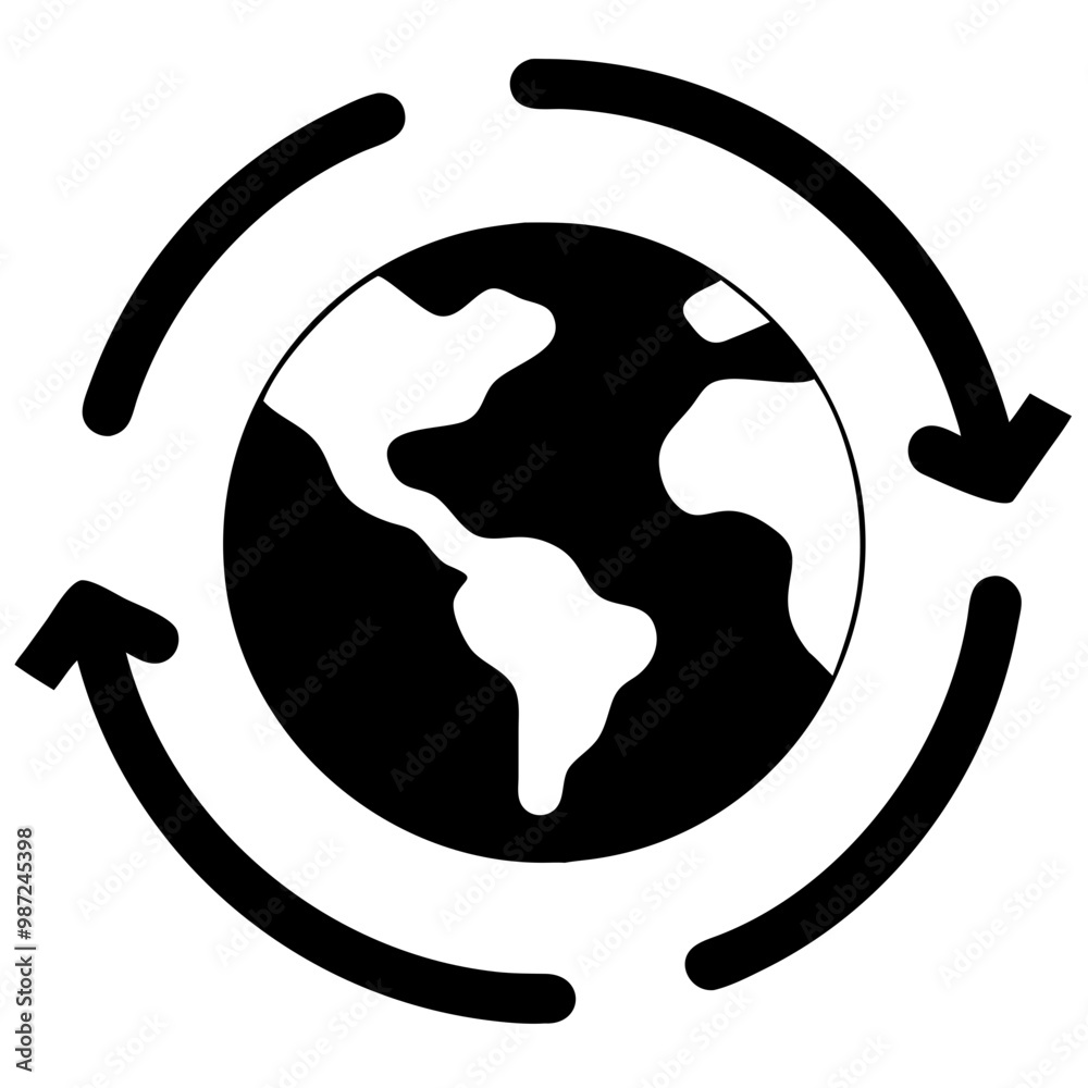 Eco-friendly icon featuring the globe with recycling arrows symbolizing sustainability Eco-friendly icon featuring the globe with recycling arrows symbolizing sustainability