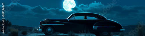 Spooky Black Vintage Car
