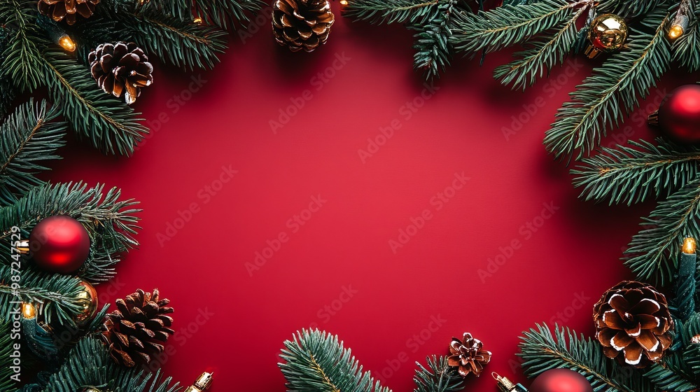 christmas background with fir branches and cones christmas background with fir branches and cones