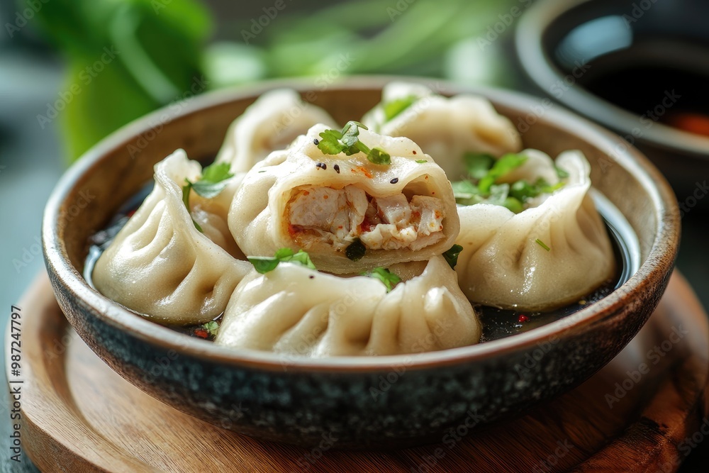 Steamed Nepali dumpling Momo with sauce stuffed chicken, meat, seafood or vegetables , ai Steamed Nepali dumpling Momo with sauce stuffed chicken, meat, seafood or vegetables , ai