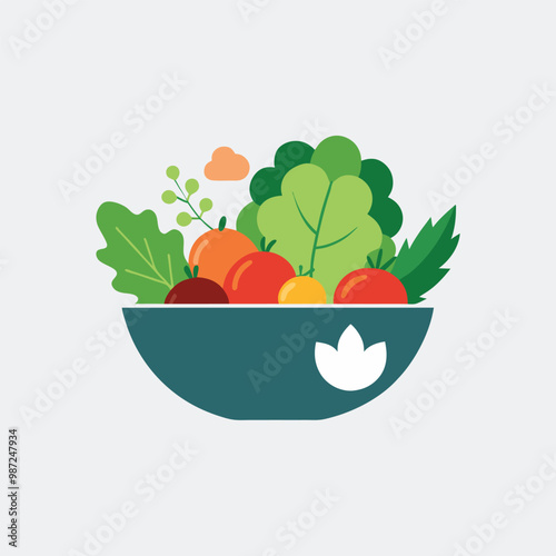 Salad Black Silhouette with Transparent Background - Vector Illustration for Print and Design photo