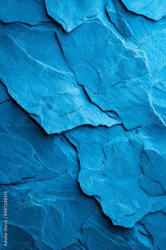 Naklejka premium A tight shot of a blue wall, adorned with a rocky texture pattern along its edge, and a plane distinctly etched in its center