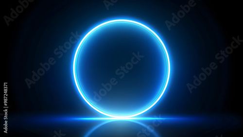 Blue glowing oval light on black background, blue, glowing, oval, light, effect, illumination, neon, vibrant