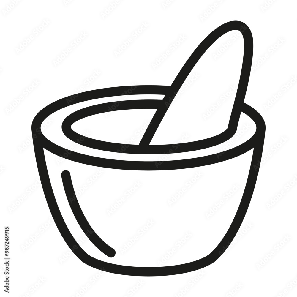 Mortar pestle tool line icon. A mortar for grinding dry plants.Outline vector illustration.Isolated on white background. Mortar pestle tool line icon. A mortar for grinding dry plants.Outline vector illustration.Isolated on white background.