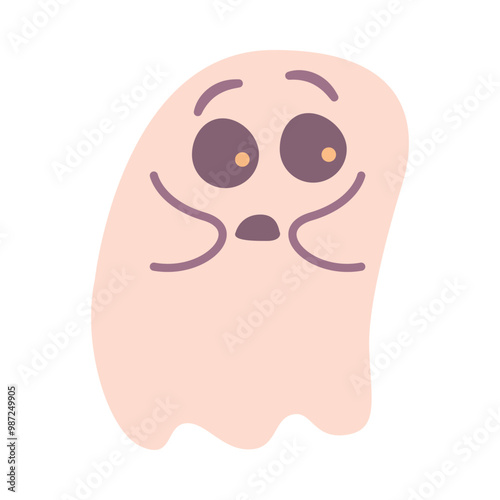 Funny cartoon Halloween ghost.Ghost character.Halloween scary ghostly monster.Vector illustration.Isolated on white background.