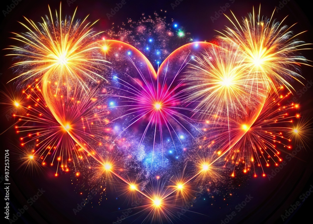 Obraz premium heart shaped fireworks