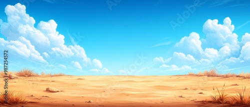 Wallpaper Mural Blue sky with white clouds behind, dirt area in foreground Torontodigital.ca