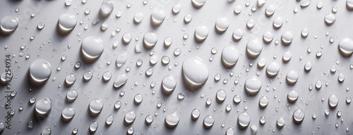 Obraz na płótnie Macro shot of water droplets on a surface. Panorama with copy space. w salonie