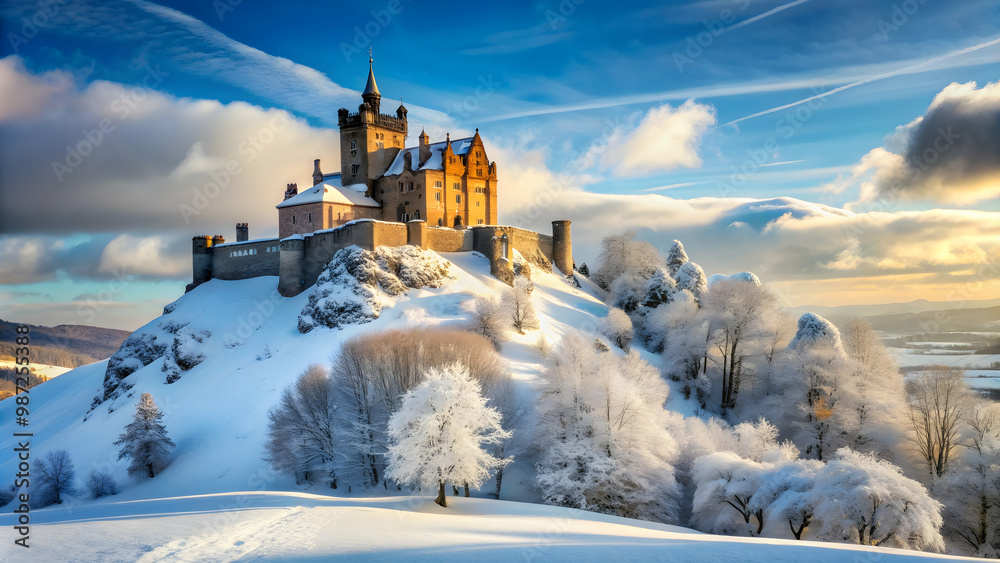 Great castle on a snowy winter hill with art paper and craft designs , castle, snow, winter, hill, beautiful, backdrop Great castle on a snowy winter hill with art paper and craft designs , castle, snow, winter, hill, beautiful, backdrop