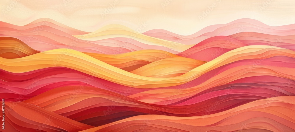 Autumn Abstract Landscape with Layered Hills in Warm Red, Orange, and Yellow Hues Autumn Abstract Landscape with Layered Hills in Warm Red, Orange, and Yellow Hues