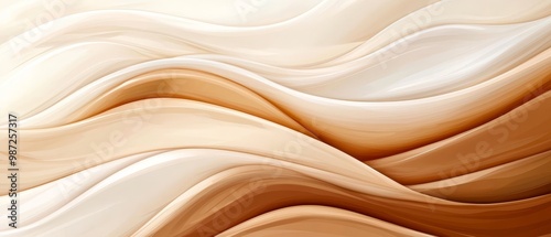  A tight shot of a white-and-brown wave design against a white-and-beige backdrop, featuring a light brown center