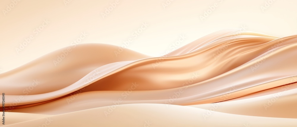 A white and beige backdrop features a flowing wave of liquid, ascending from image's top to its bottom A white and beige backdrop features a flowing wave of liquid, ascending from image's top to its bottom