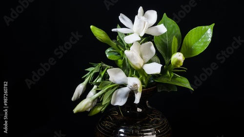 Gardenia flower time-lapse photography