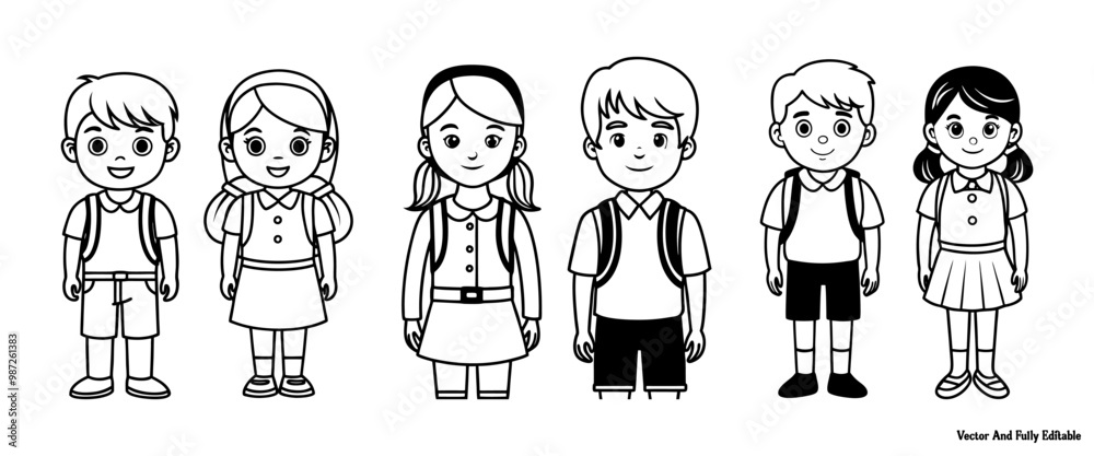 black and white minimal outline and silhouette vector character design black and white minimal outline and silhouette vector character design