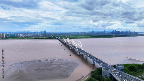 Wallpaper Mural Aerial Scenery of Jiubao Bridge in Hangzhou, Zhejiang Province, China Torontodigital.ca