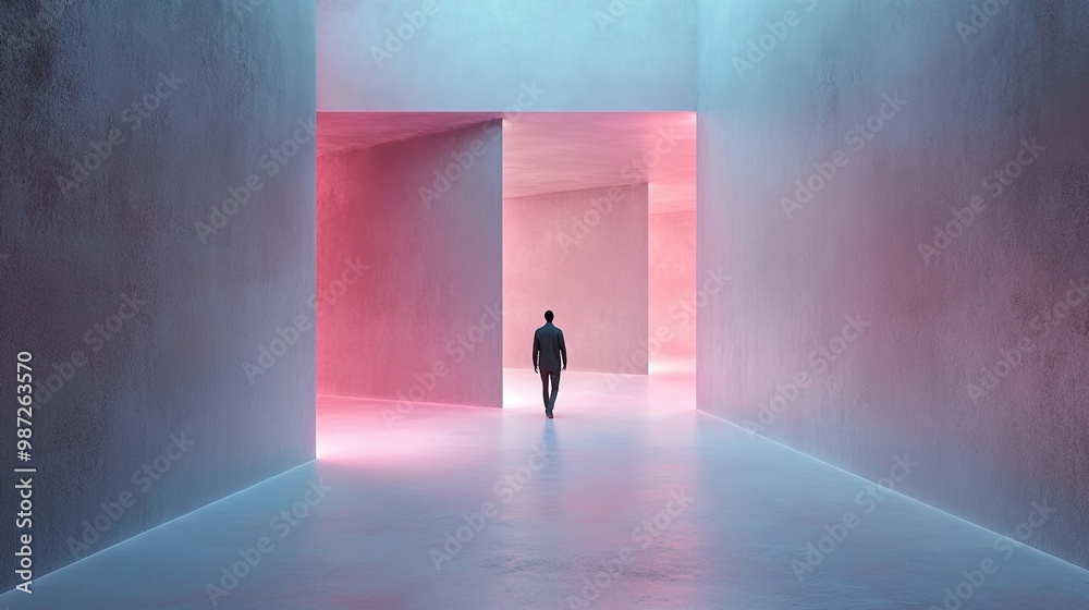 Ethereal Corridor with Figure in Vibrant Light Ethereal Corridor with Figure in Vibrant Light