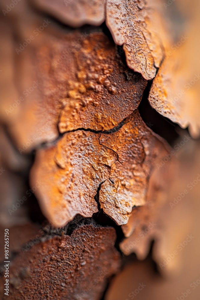  A tight shot of a weathered metal surface, heavily rusted and covered in grime