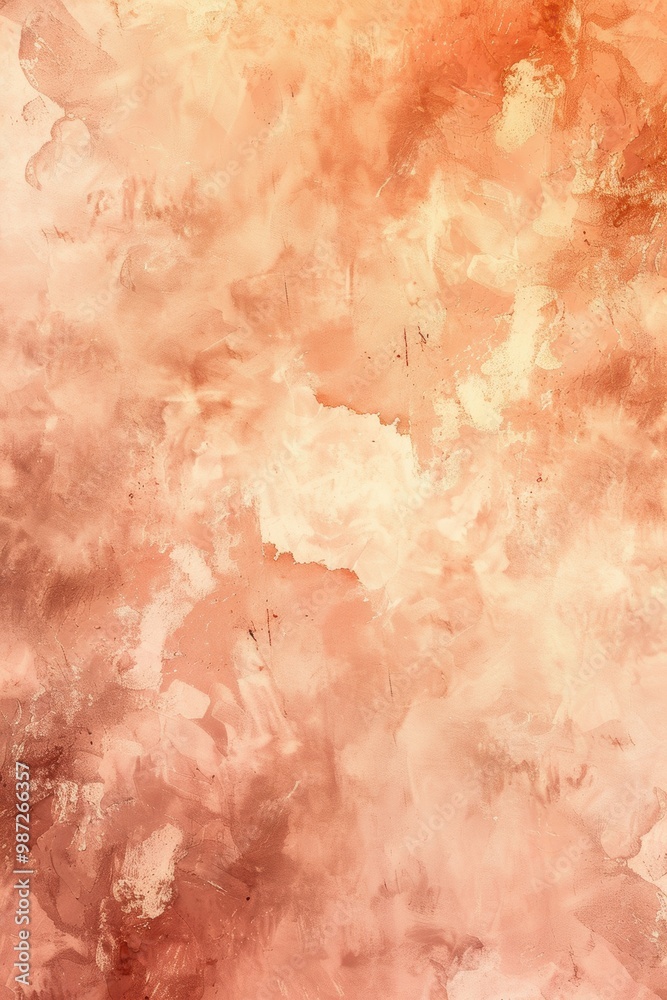 Fototapeta premium Calm Autumn Abstract Background with Watercolor Strokes in Peach, Orange, and Deep Brown for Design