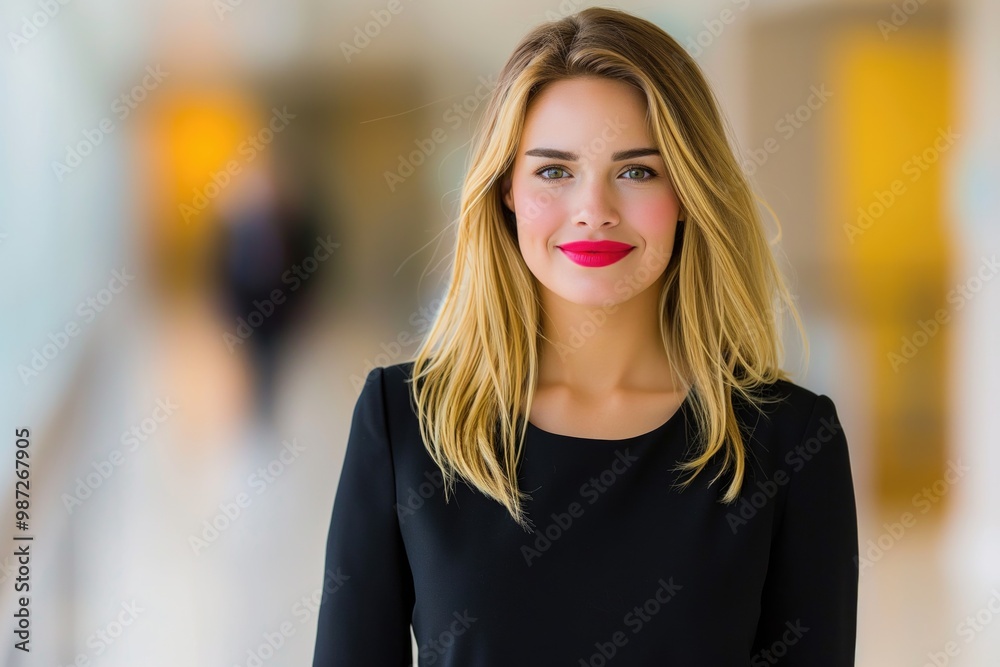 Confident Professional Woman with Bright Smile in Modern Office Environment Confident Professional Woman with Bright Smile in Modern Office Environment
