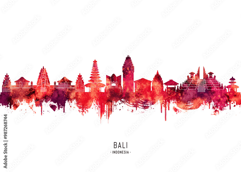 Bali Indonesia Skyline Red