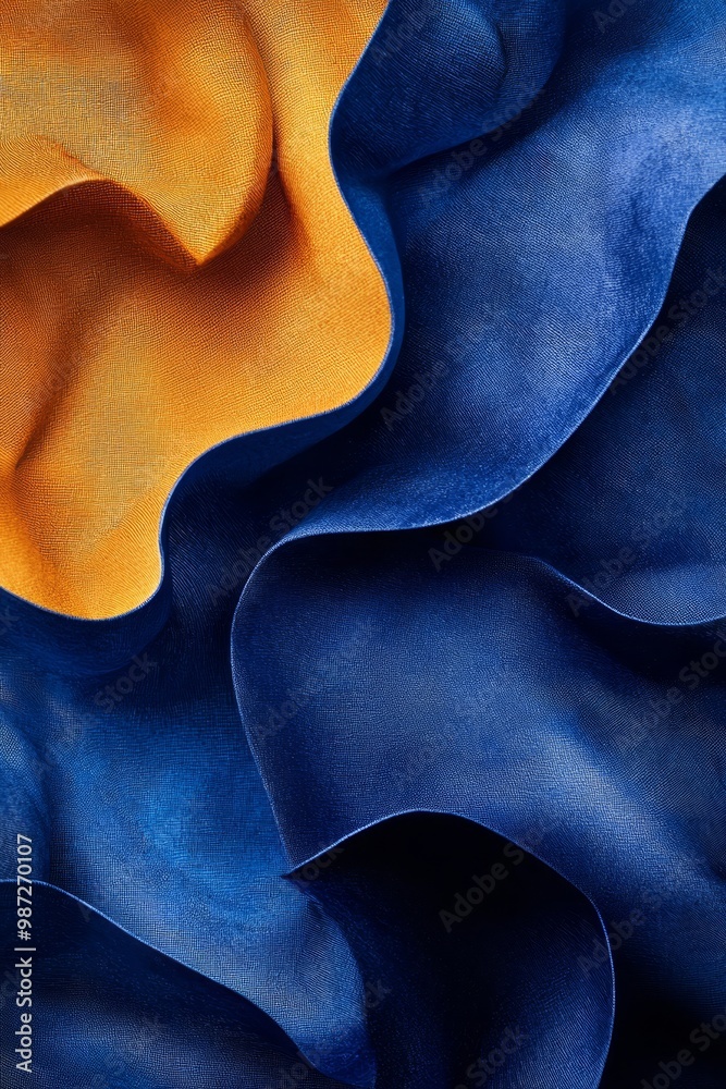 A tight shot of a cell phone featuring a blue-yellow case design A tight shot of a cell phone featuring a blue-yellow case design