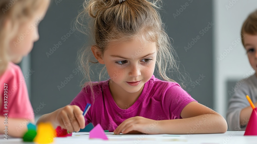 Young Girl Engaged in Creative Art Activity Young Girl Engaged in Creative Art Activity